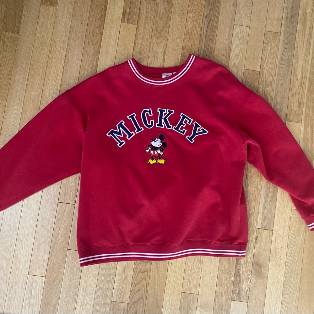 Vintage Disney Mickey Mouse Embroidered Red Sweatshirt